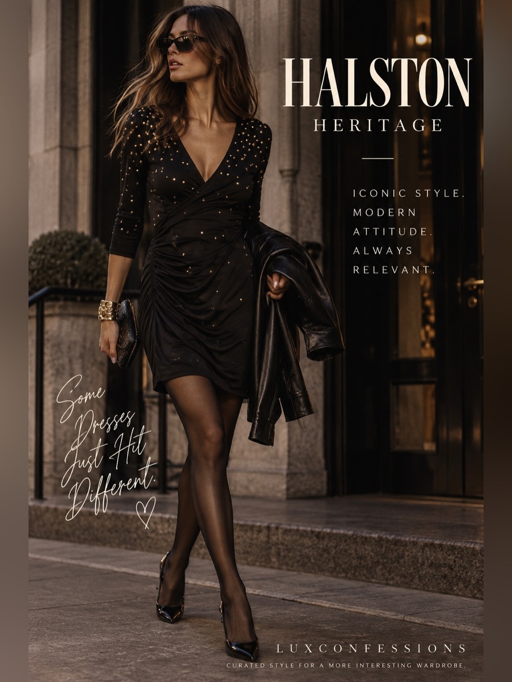 Halston Heritage Black Gold Metallic Ruched Cocktail Dress Size 8